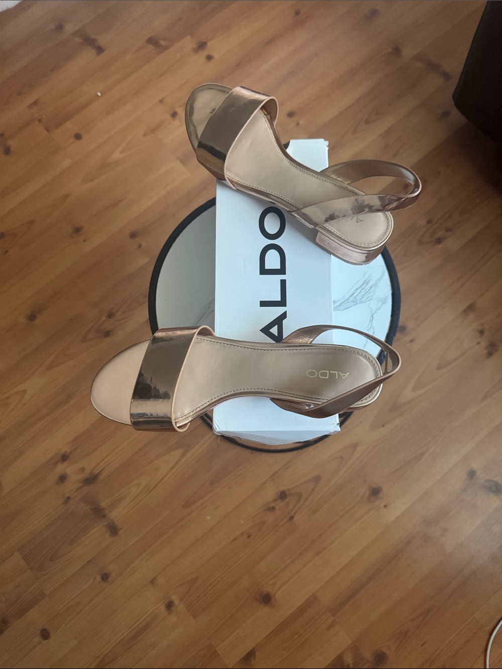 ALDO Rose Gold Slingback Block Heel Sandals